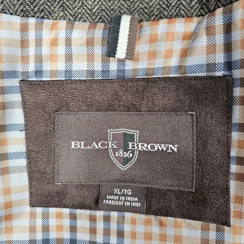 Black Brown 1826 Brown Herringbone Wool Blend Men's Blazer Size XL